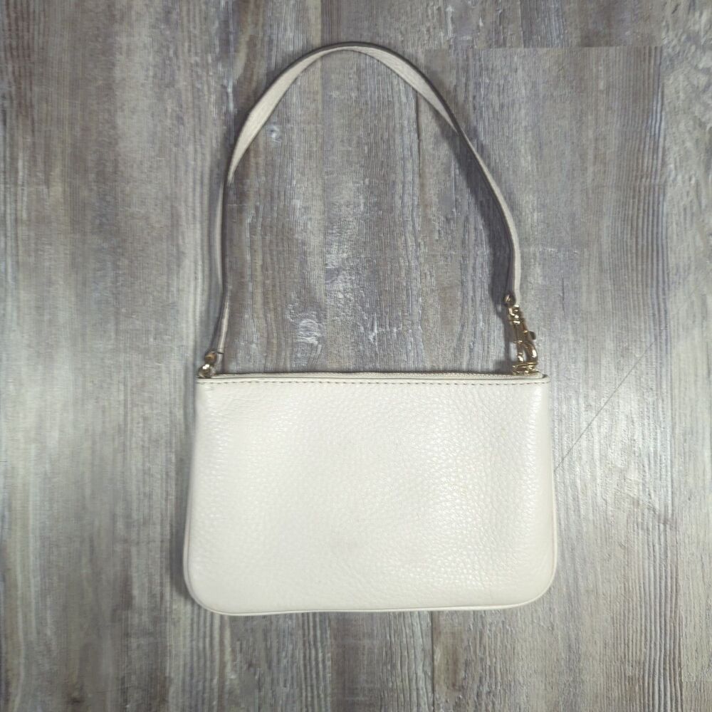 Michael Kors Fulton Wristlet Cream And Gold Zip Wallet MK Mini Purse - Picture 8 of 12